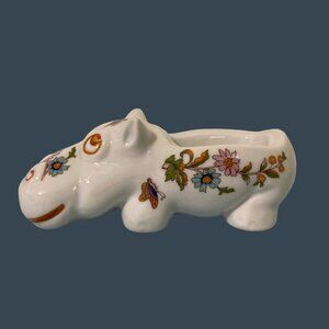 Vintage Ceramic House Hippo Trinket Dish Or Candle Holder